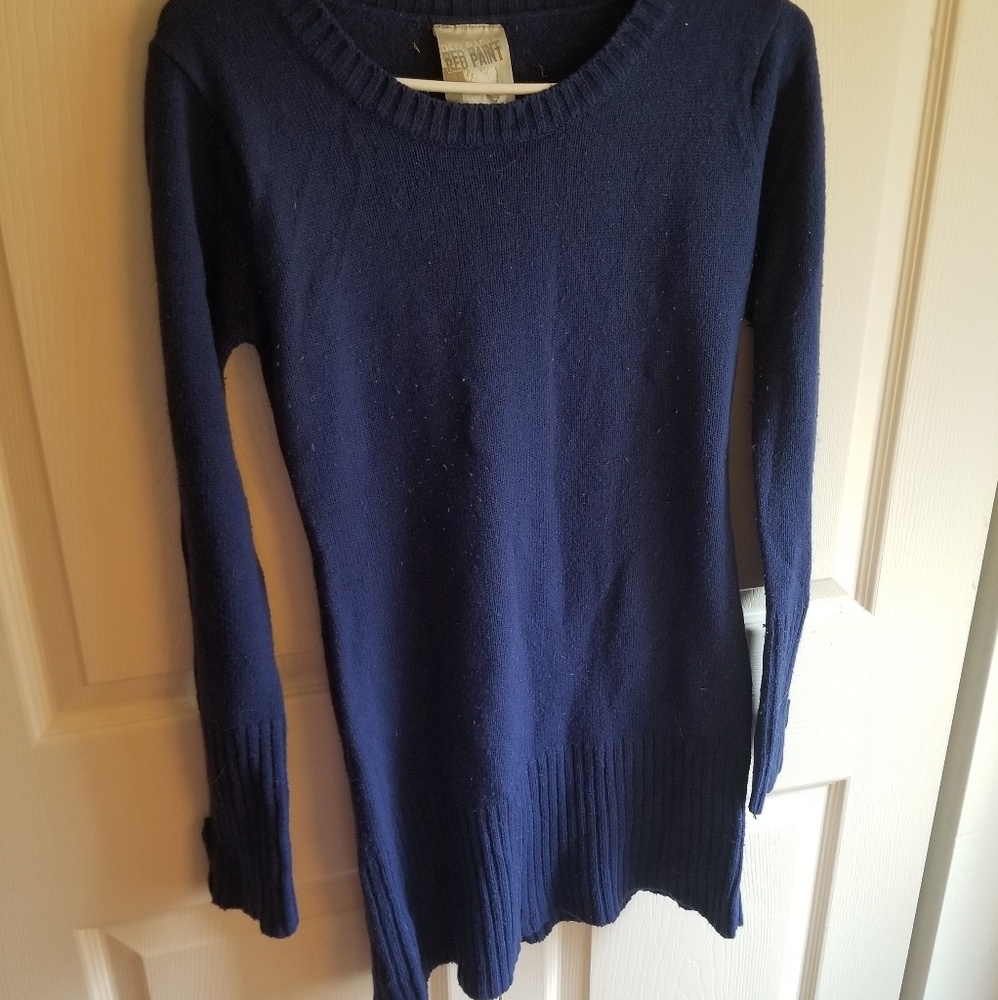 Blue Sweater Tunic with  buttons